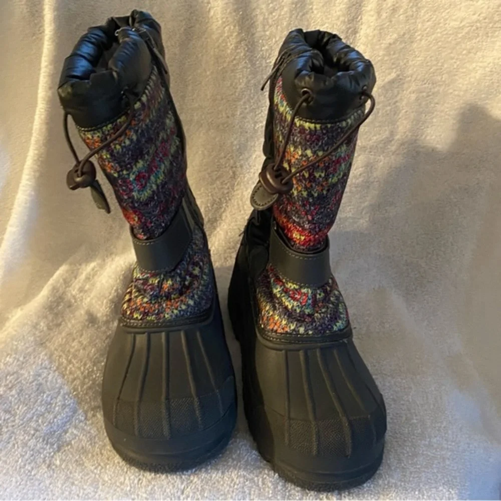 Dream Pairs Boots Size‎ 4  Boys Girls Black Multi Color Slip On